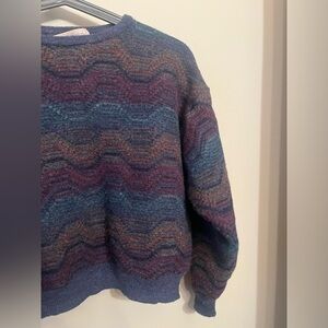 100% Wool Boho Sweater Semi Cropped